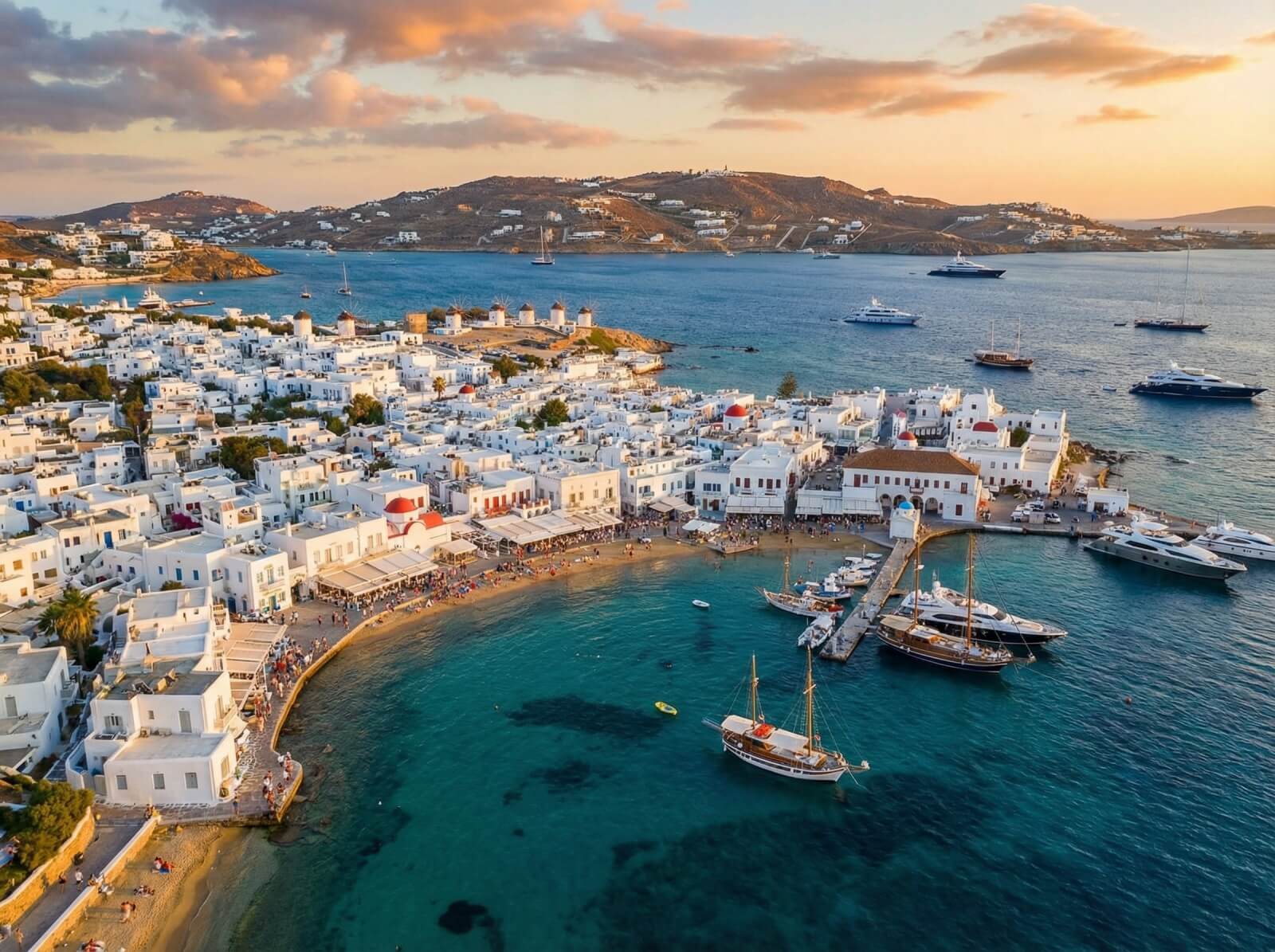 Mykonos Town delivery location with island architecture
